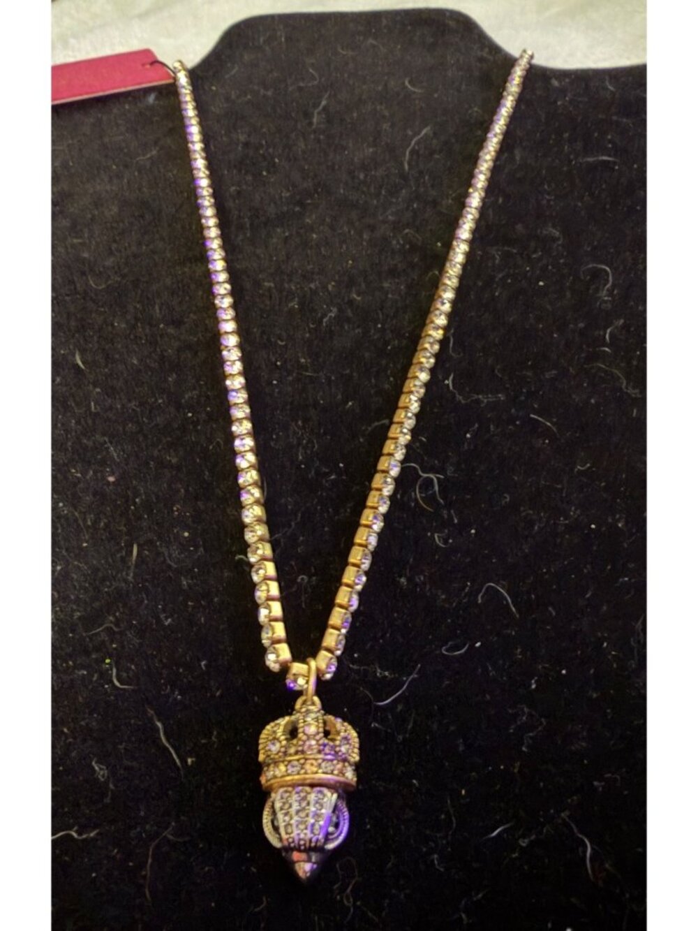 Kurt Geiger Crown Regal Eagle Charm Gold Tone Nexklace NWT